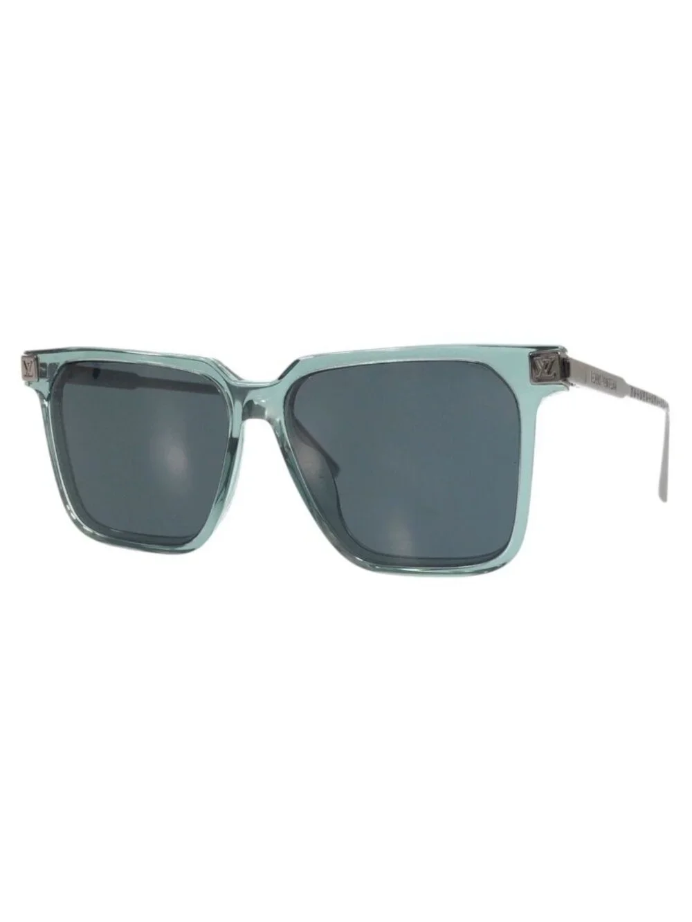 Louis Vuitton LV Rise Square Green Silver Acetate Metal 56 15 Sunglasses Eyewear
